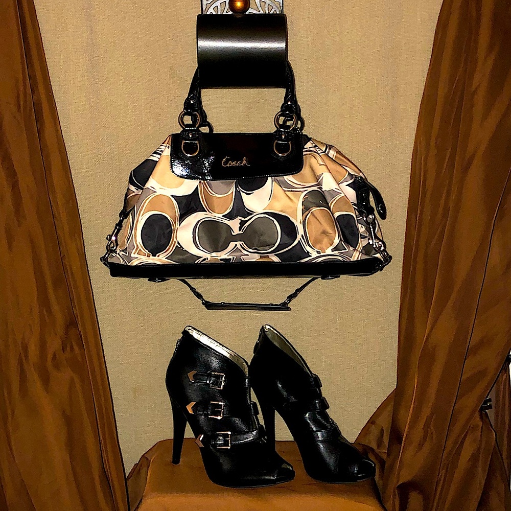 Beautiful coach satchel purse and black ankle boot bundle! The perfect pair!!